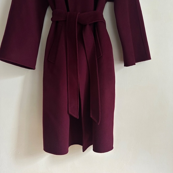 Max Mara soft virgin double faced wool plum belted wrap coat trench s'max O/S - Picture 10 of 12